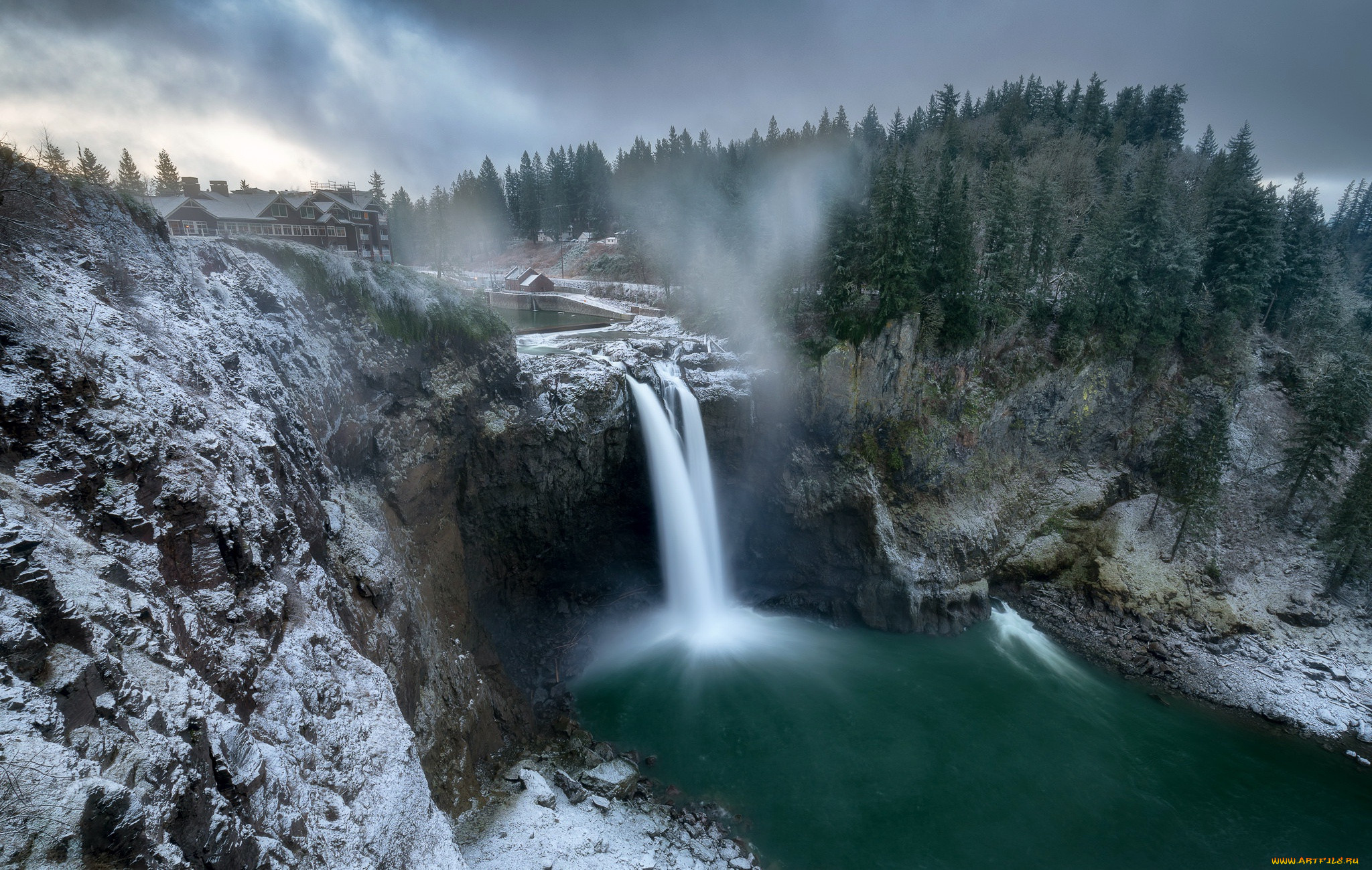 , , winter, waterfall, washington, snoqualmie, falls